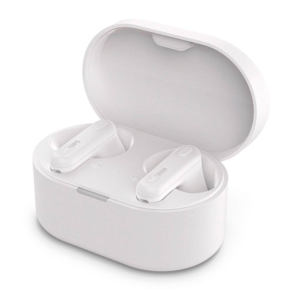 Audífonos bluetooth True Wireless Philips TAT1138, resistencia al agua IPX4, duración máx. 15 horas con estuche de carga, blanco